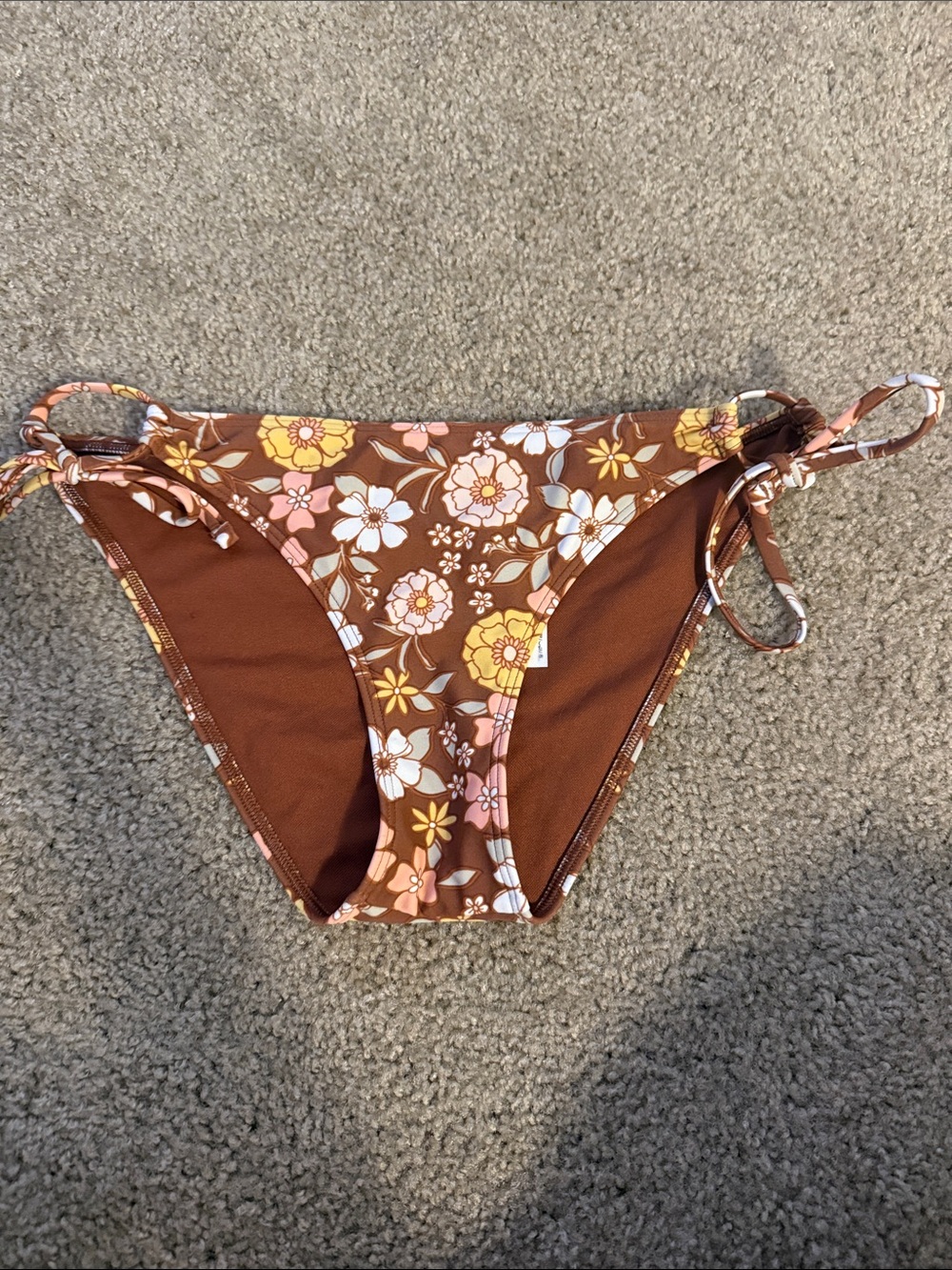 Hollister Brown Floral Tie-Side Bikini Bottoms